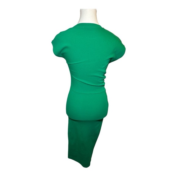 ZARA Kelly Green Ruched Bodycon Midi Dress Sz M - Picture 4 of 7